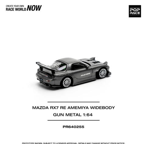 Pop Race 1/64 Mazda Rx-7 RE Amemiya Widebody Gun Metal