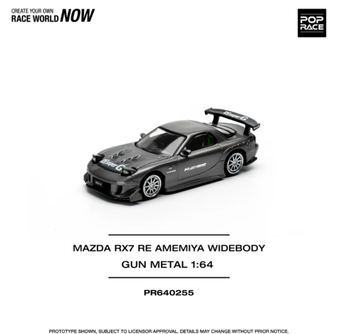 Pop Race 1/64 Mazda Rx-7 RE Amemiya Widebody Gun Metal