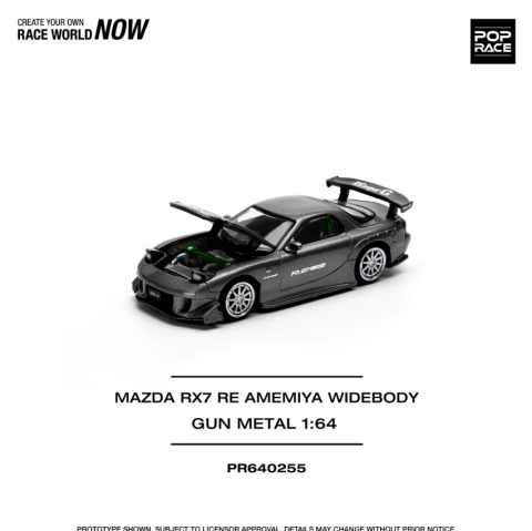 Pop Race 1/64 Mazda Rx-7 RE Amemiya Widebody Gun Metal