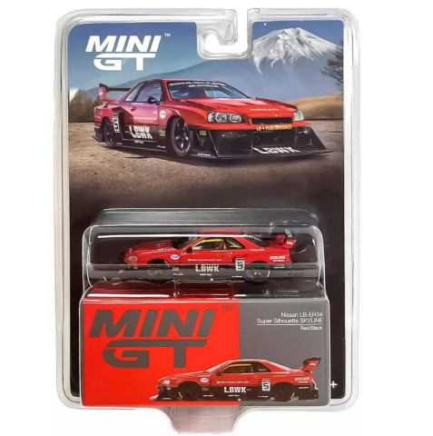 Mini GT 1/64 Nissan LB-ER34 Super Silhouette SKYLINE Red/Black