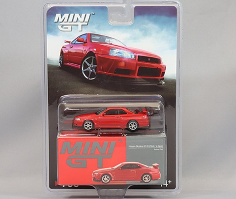 Mini GT 1/64 Nissan Skyline GT-R (R34) V-Spec Active Red