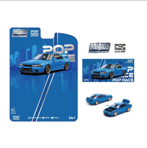 Pop Race 1/64 NISSAN SKYLINE R32 BAYSIDE BLUE