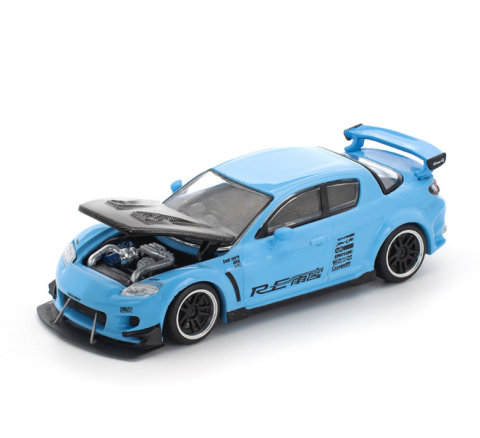 Poprace 1/64 MAZDA RX-8 RE-AMEMIYA LIGHT BLUE Diecast