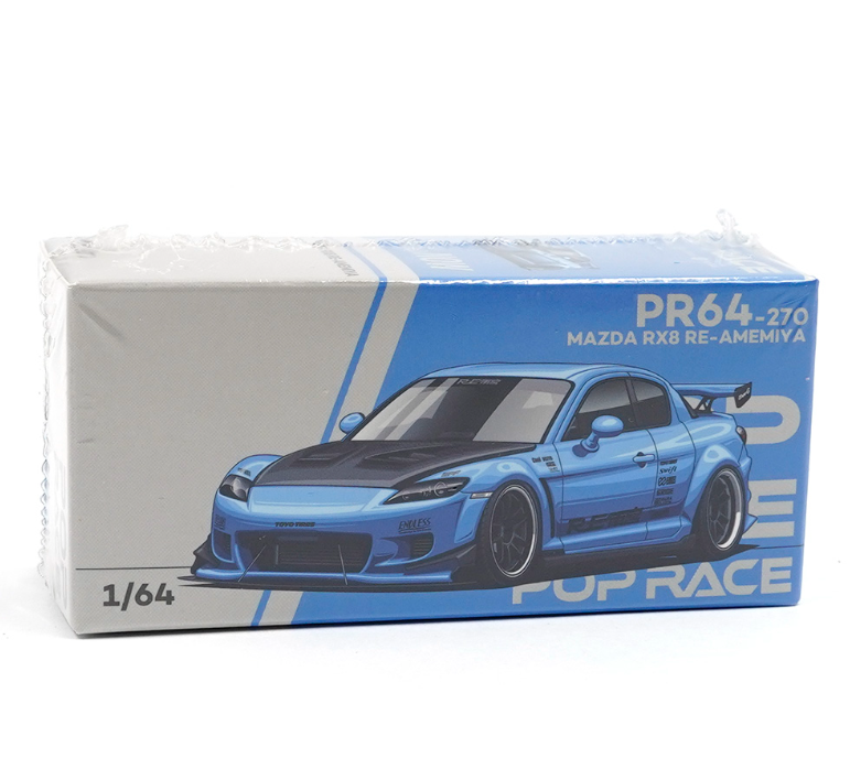 Poprace 1/64 MAZDA RX-8 RE-AMEMIYA LIGHT BLUE Diecast